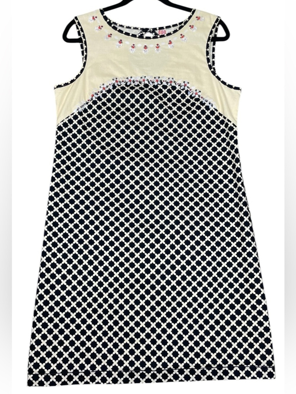 Chelsea & Violet Beaded Geometric Floral Preppy Stylish Versatile Sheath Dress L